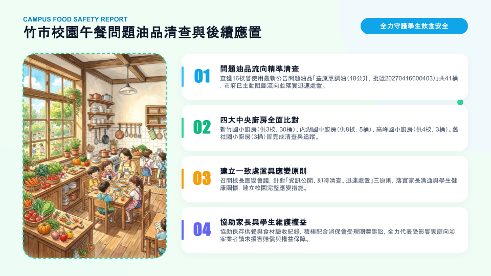 竹市校園午餐問題油品清查與後續應置